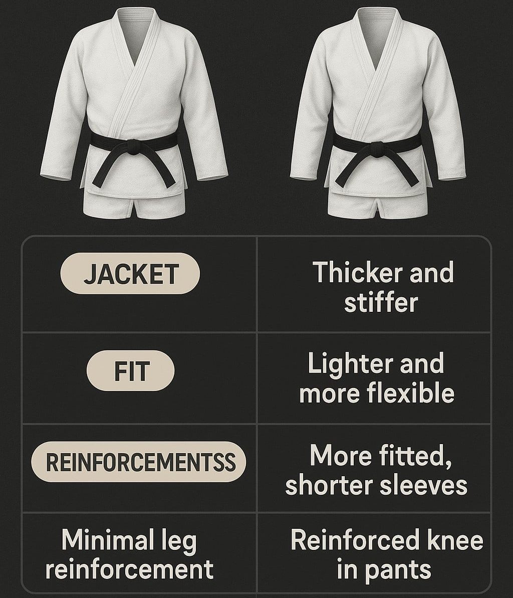 the difference between a gi for BJJ and Judo